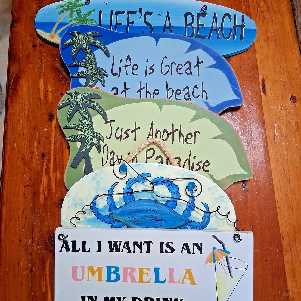 Decorative Hanging Wood Beach‎ Signs Home Decor Poolside Painted Art Seaside